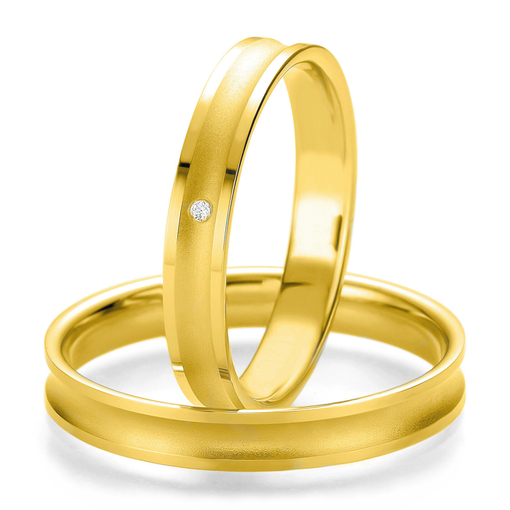 Trauringe Eheringe Gelbgold Smart Line Slim Breuning 48/07125 & 48/07126