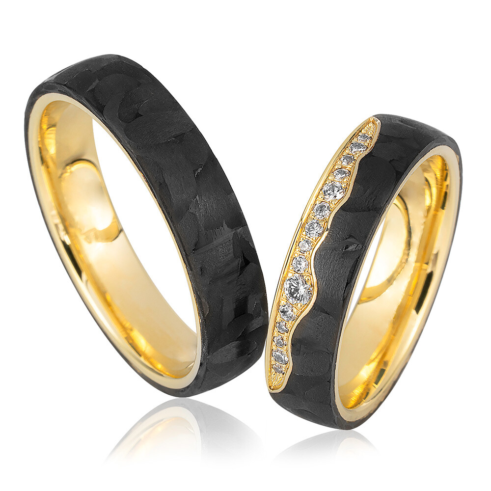 Trauringe Gelbgold Carbon Saint Maurice 49/81464 & 49/81463