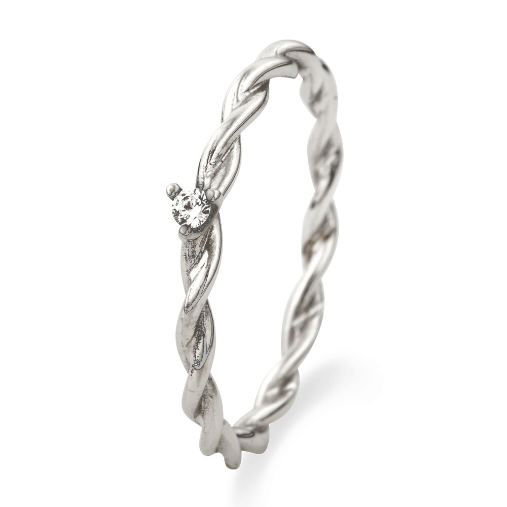 Solitärring gedreht Platin Zirkonia 503728