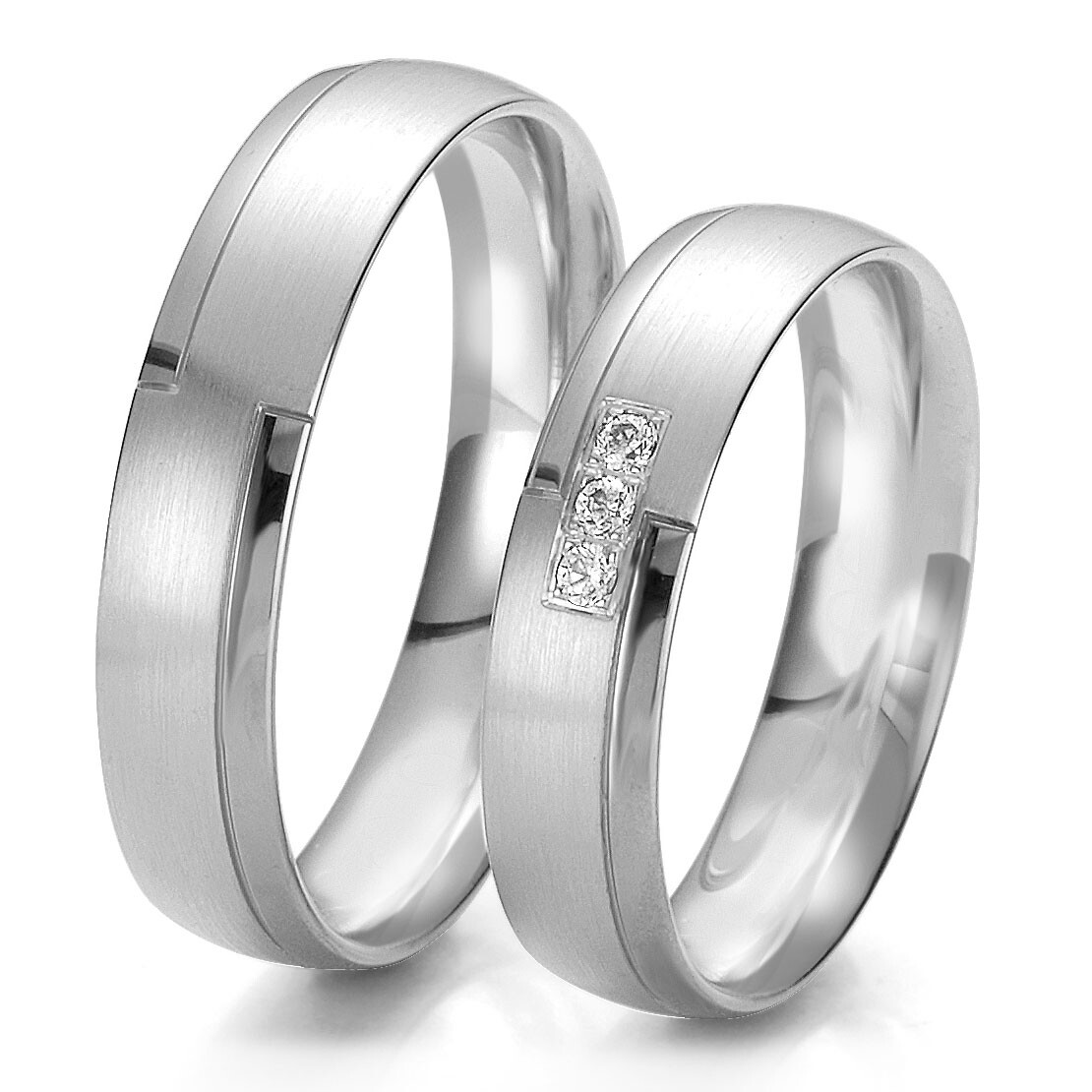 Trauringe Weißgold Rainbow Breuning 48/06209 & 48/06210