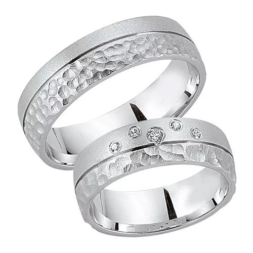 Schwarz Trauringe / Partnerringe Silber 925 Zirkonia SW925-114 Sterlingsilber sandmatt