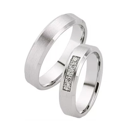 Schwarz Trauringe Partnerringe Silber 925 Zirkonia SW925-136