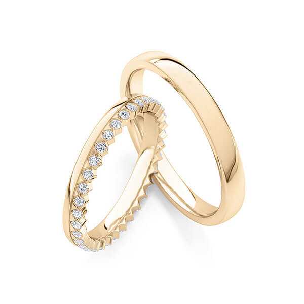 Paar Trauringe / Eheringe Roségold 375/- zus. 0,310 ct, tw, si - RU-1770-4