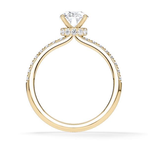 Ring Veiled Halo Oval Diamant Gelbgold Rubin 1983
