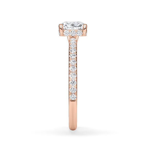 Ring Hidden Halo Cushion Rotgold Rubin 1898