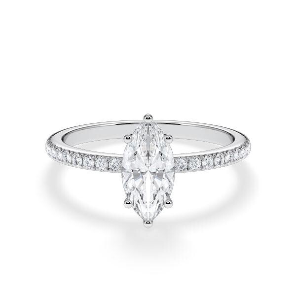 Verlobungsring Hidden Halo Lab-Grown Marquise-Diamant Platin Rubin RU-1901