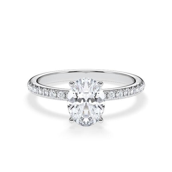 Diamantring Veiled Halo Lab-Grown Oval Weißgold Rubin RU-1893