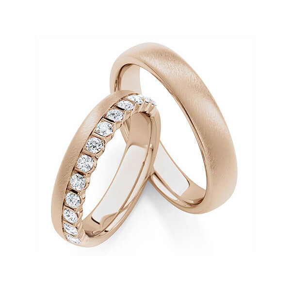 Trauringe Memoire Peach-Gold 585 Brillant zus. 0,560 ct. tw, si Rubin RU-1768