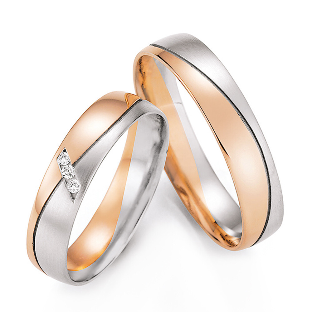 Ruesch Trauringe 66/43090 & 66/43100 Weißgold & Rotgold