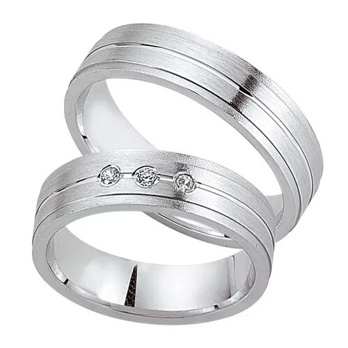 Schwarz Trauringe / Partnerringe Silber 925 Zirkonia SW925-115 Sterlingsilber sandmatt / feinmatt