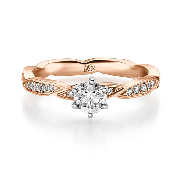 Diamantring Rotgold 333 zus. 0,500 ct, Lab-Grown & tw,si Brillant Rubin RU-1721-9
