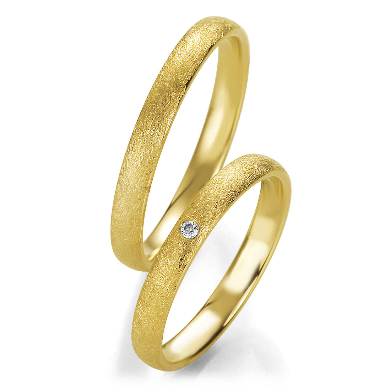 Breuning Trauringe Gelbgold Eismatt Brillant 48/05603 & 48/05604