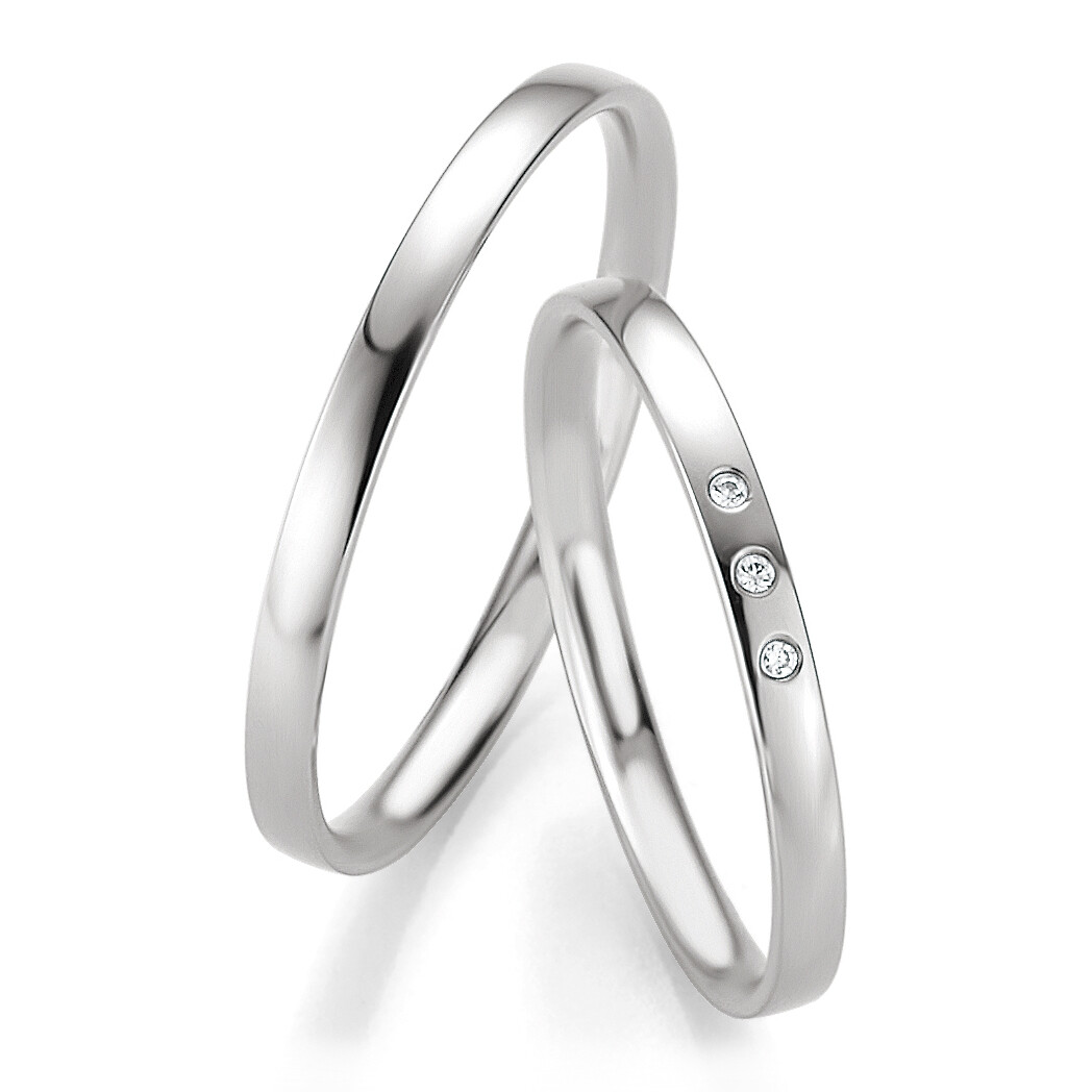 Trauringe Weißgold Basic Slim Breuning 48/04307 & 48/04308