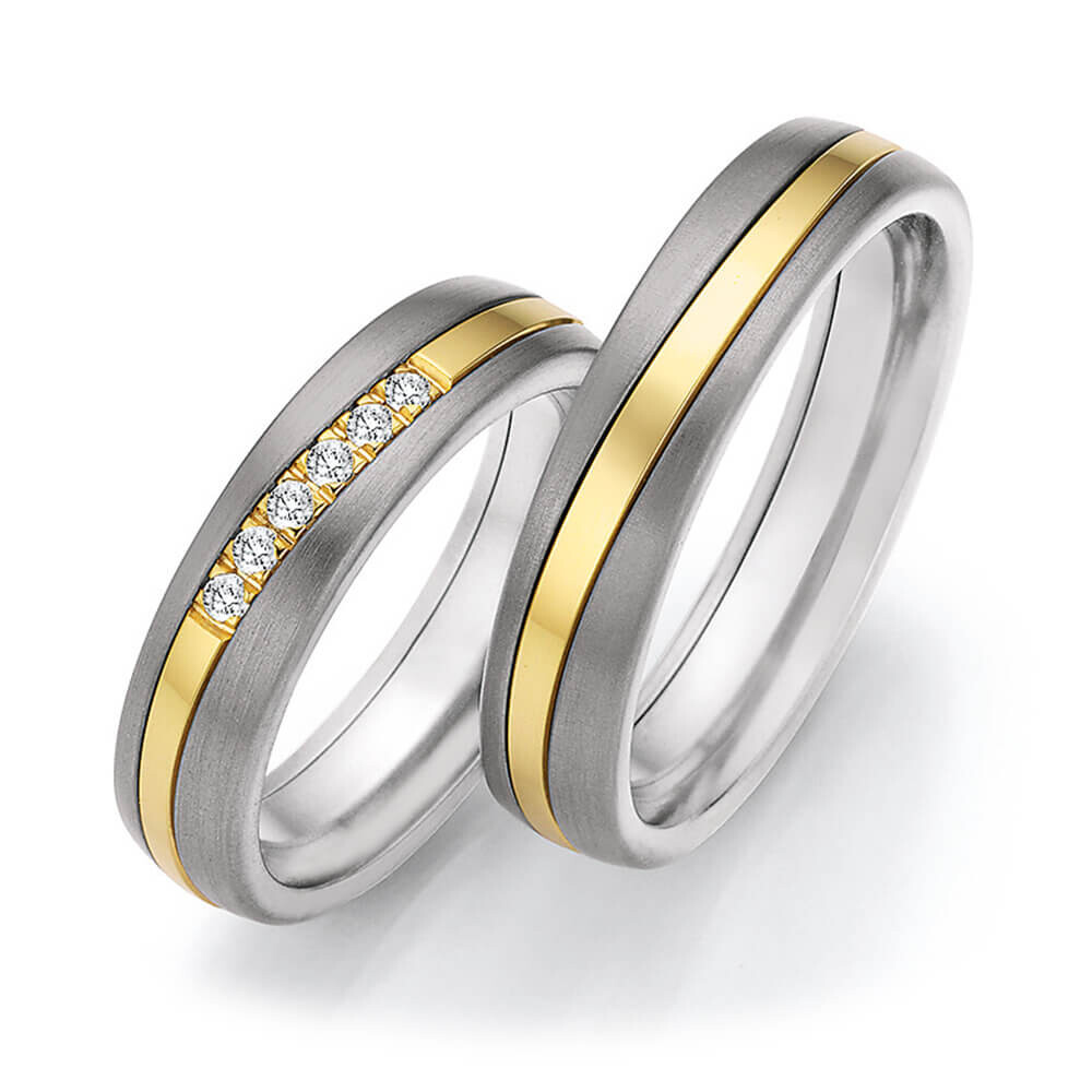 Trauringe Surfing Colors Titan & Gelbgold Ruesch 14/20010