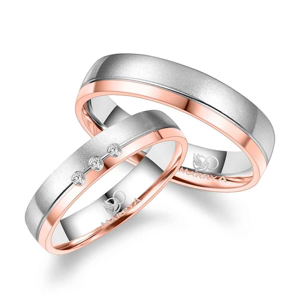 Eheringe Weißgold & Roségold Brillant Marrya GO545C
