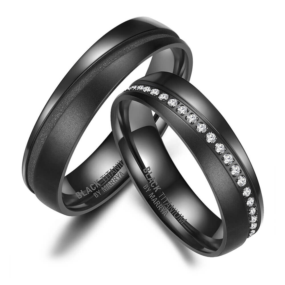 Eheringe Black Titanium Diamant Marrya BT-C-08