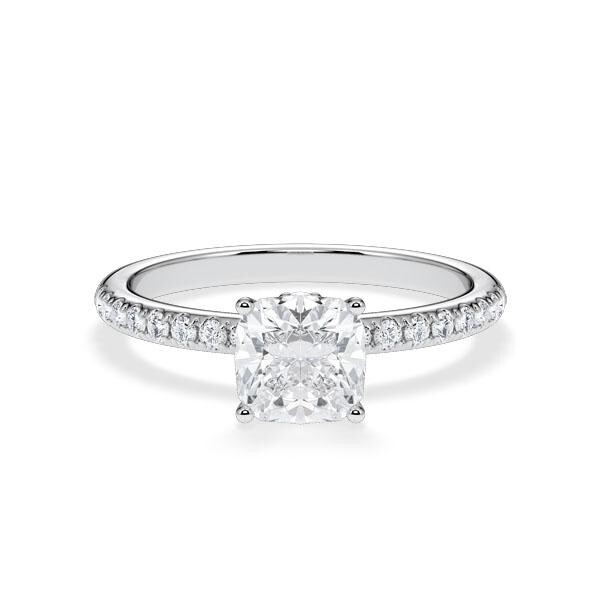Verlobungsring Veiled Halo Cushion Platin Rubin RU-1889