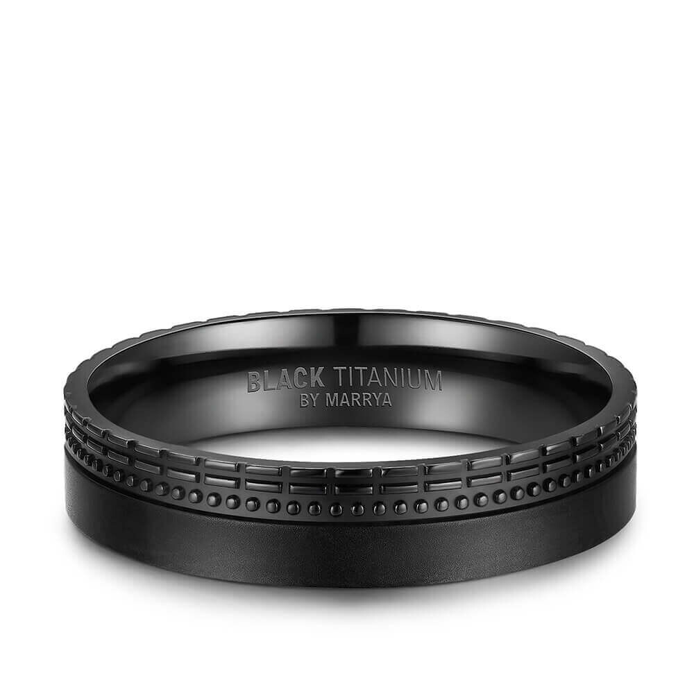 Einzelring Herren liegend Black Titanium BT-10