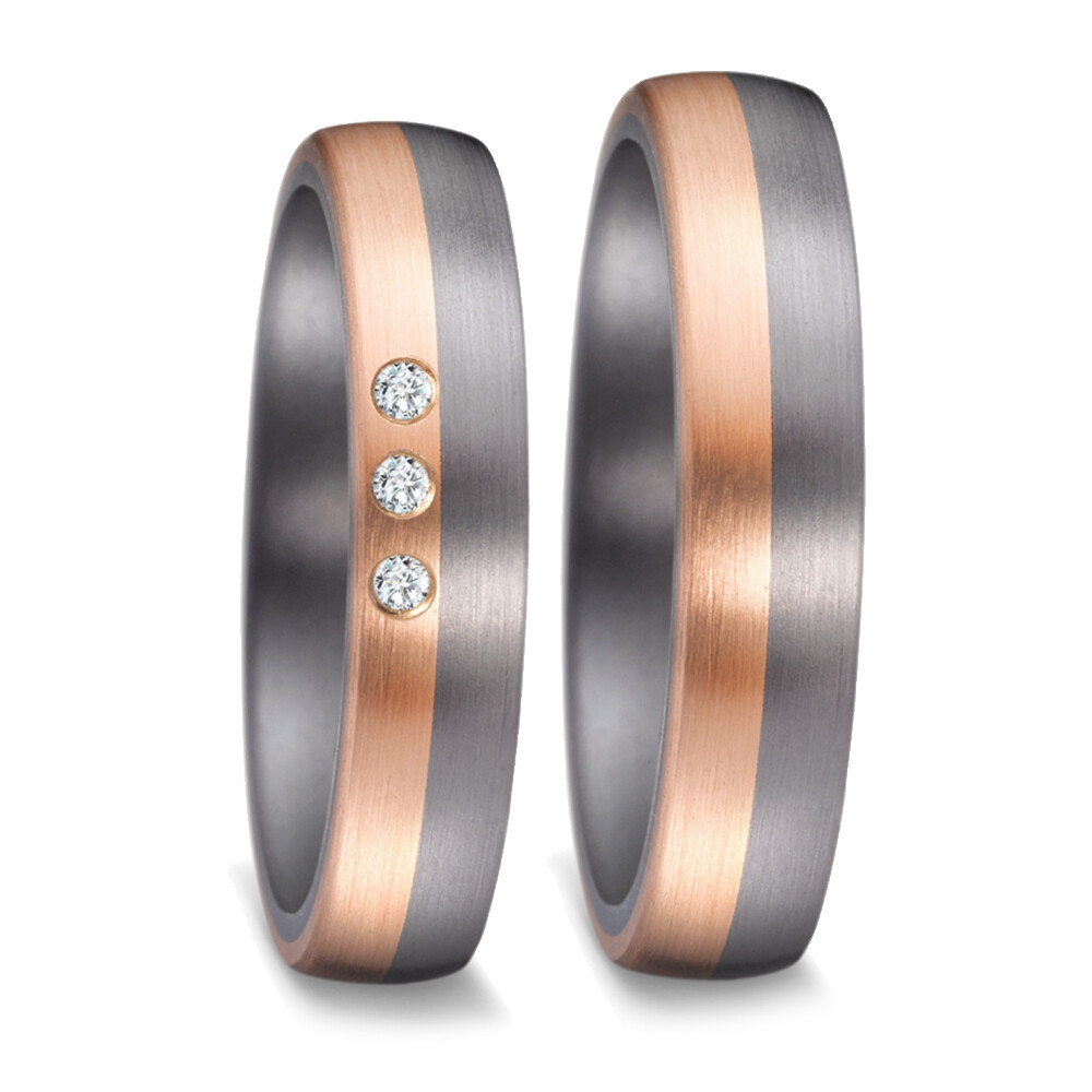 Trauringe Tantal Roségold 585 Brillant TeNo 59642