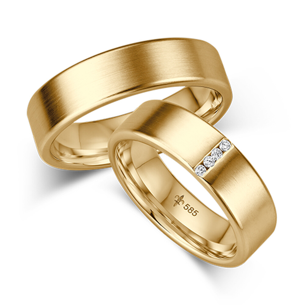 Giloy Trauringe Juliette TR-0-00007 & TR-1-00007 Gelbgold