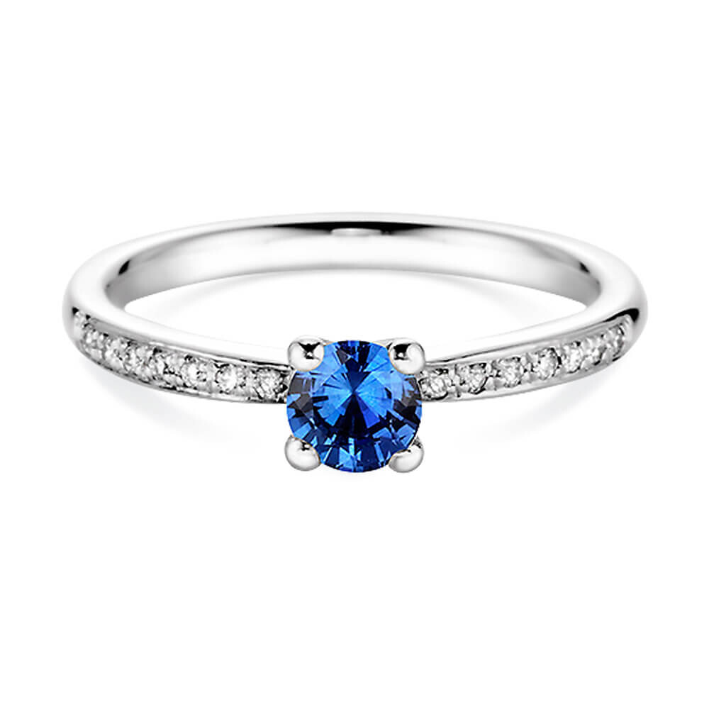 Verlobungsring Solitär Weißgold Saphir Brillant Dettinger 26964F