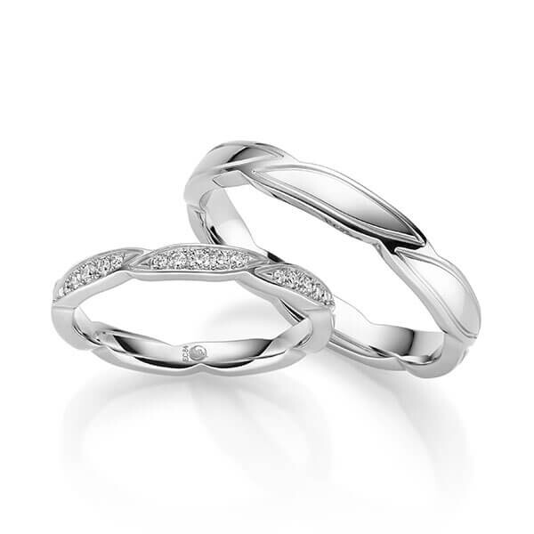 Paar Trauringe / Eheringe Palladium 585/- zus. 0,180 ct, tw, si - RU-1706-6