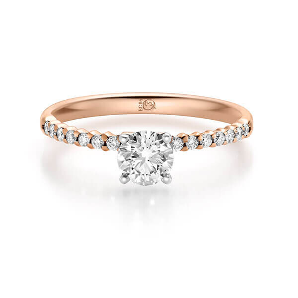 Diamantring Rotgold 333 zus. 0,640 ct, Lab-Grown & tw,si Brillant Rubin RU-1724-9