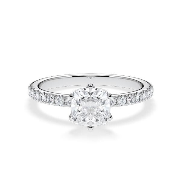 Verlobungsring Hollywood Platin 950 Cushion 1,270 ct Pavé – Rubin RU-1880