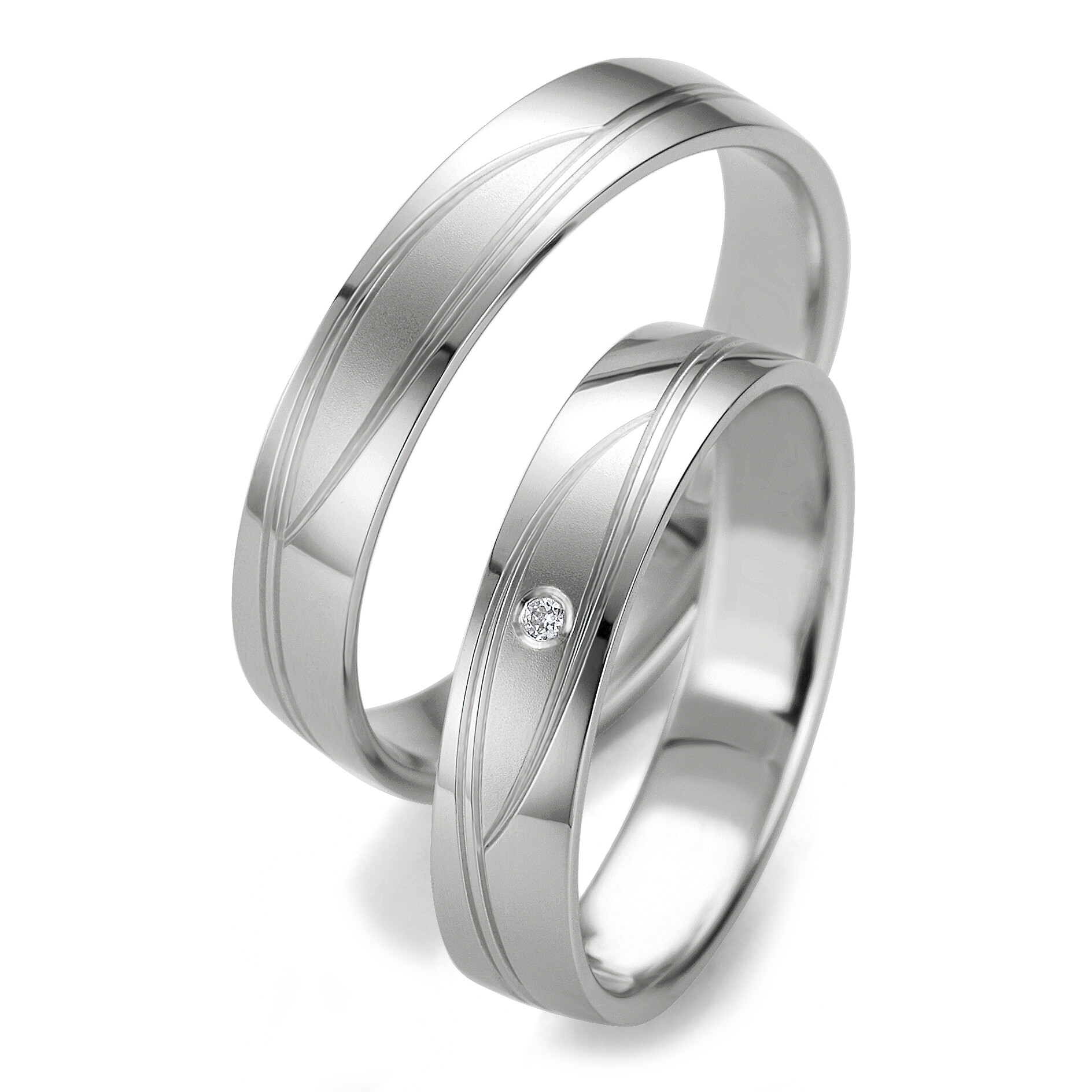 Breuning Trauringe Weißgold 48/07073 & 48/007074