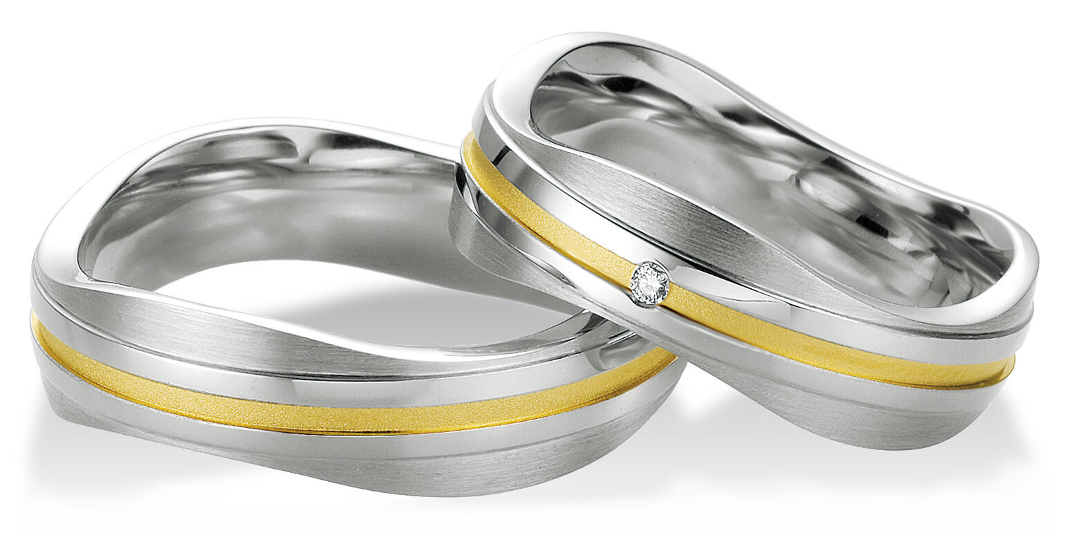 Partnerringe Silber 925 Gelbgoldplattierung Breuning 48/08033