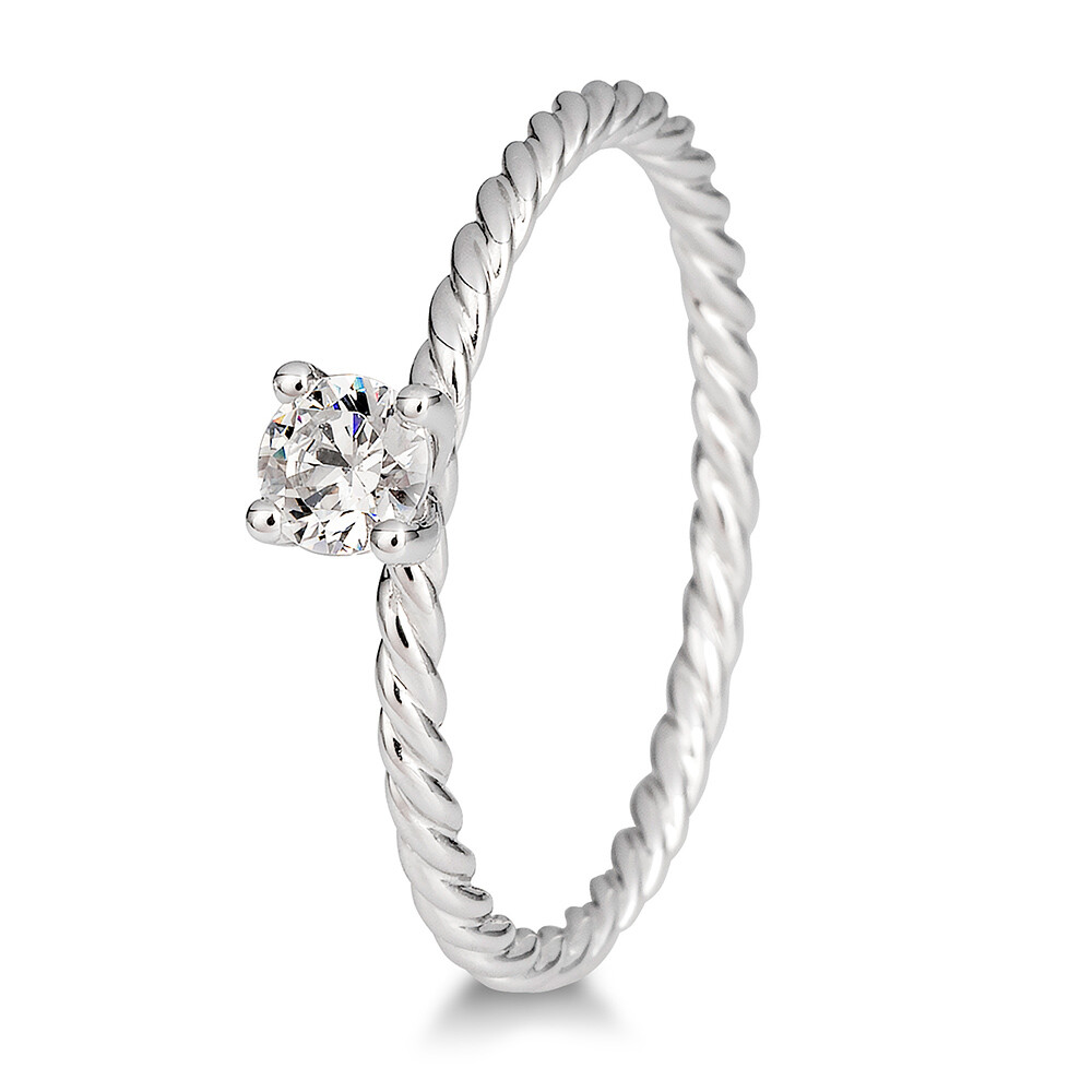 Kordelring Solitär Weißgold mit Brillant Breuning