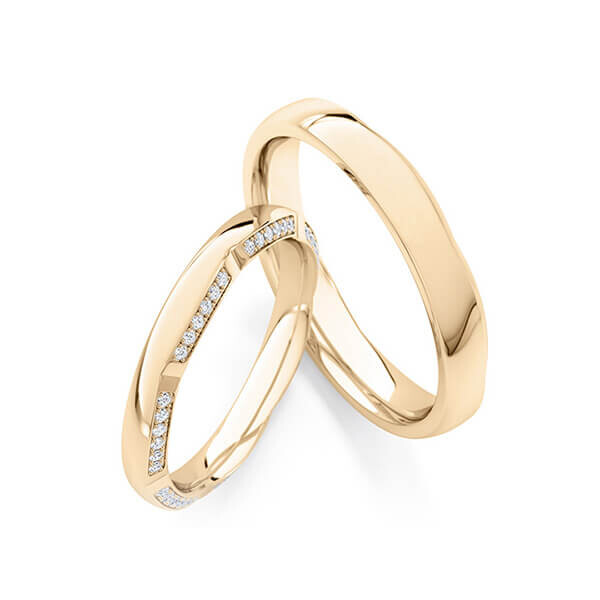 Paar Trauringe / Eheringe Roségold 585/- zus. 0,210 ct, tw, si - RU-1775-4