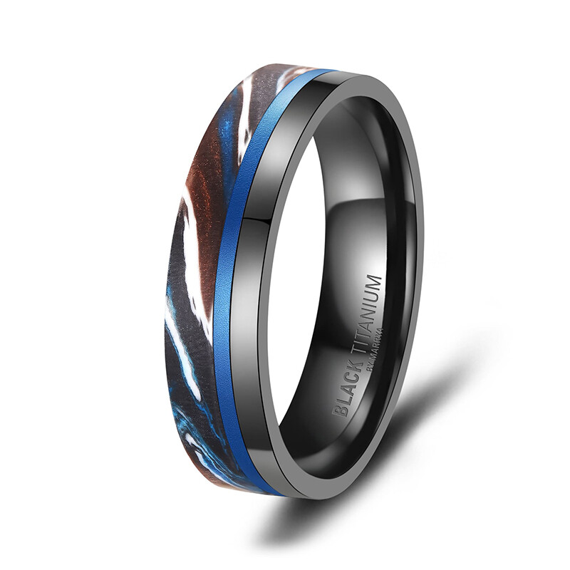 Herrenring Black Titanium Blue Ocean Marrya BT-14