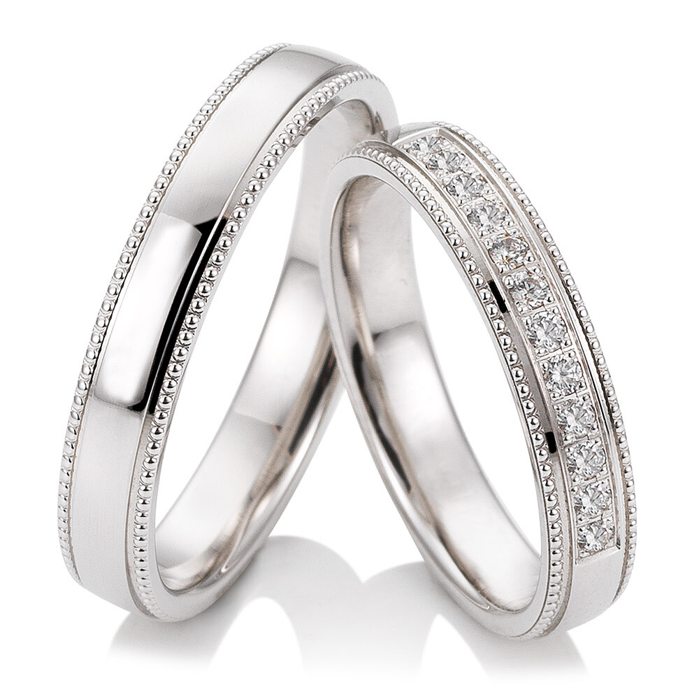 Trauringe Weißgold Millgriff Saint Maurice 49/81707 & 49/81708