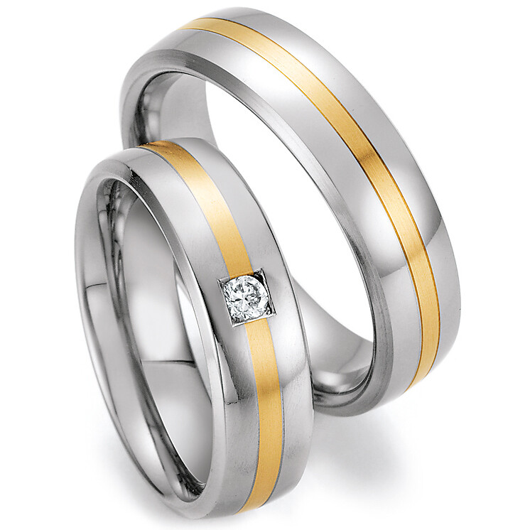 Ruesch Trauringe 88/60110-060 & 88/60120-060 aus Gelbgold 585 & Edelstahl