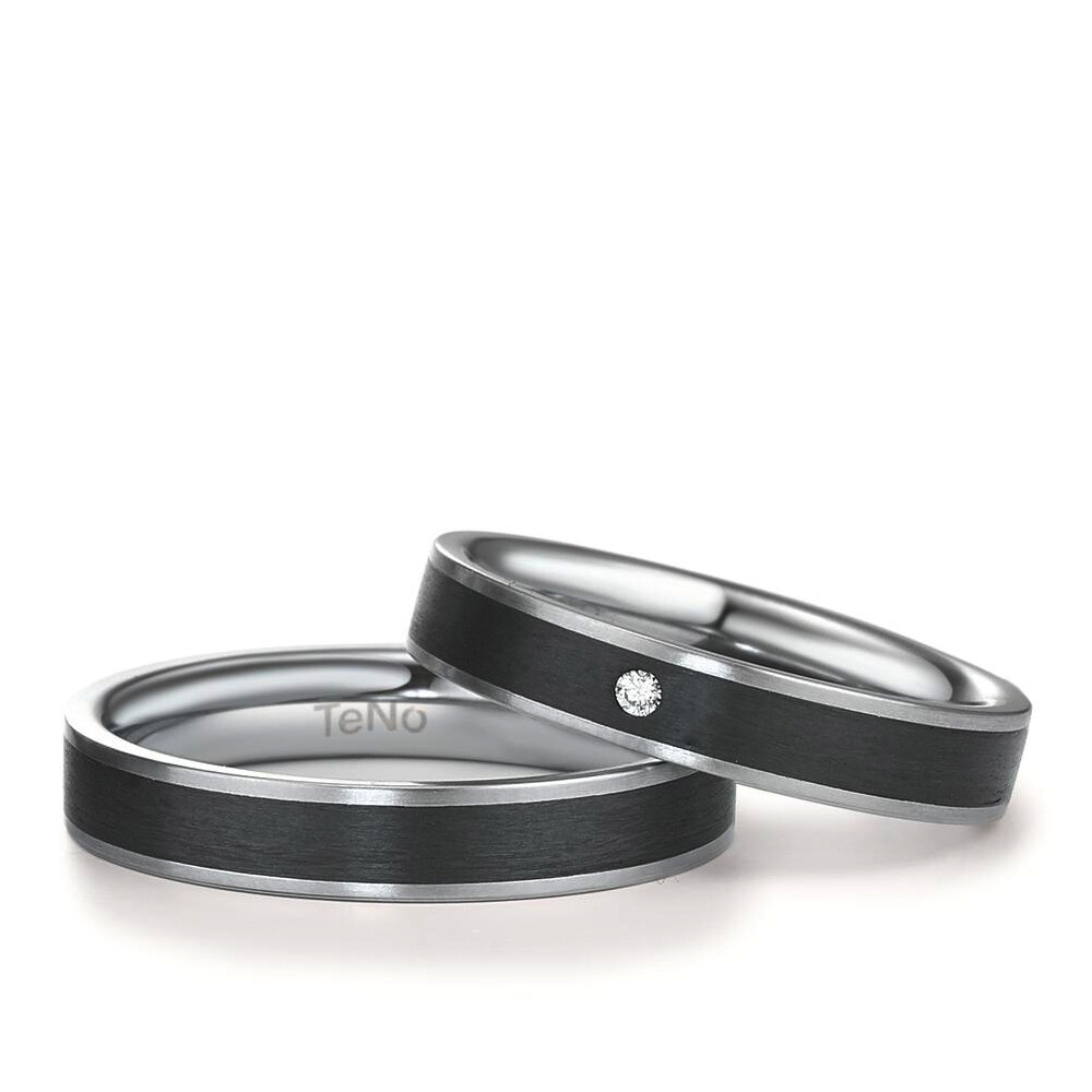 Trauringe Carbon Edelstahl mit Brillant 585314