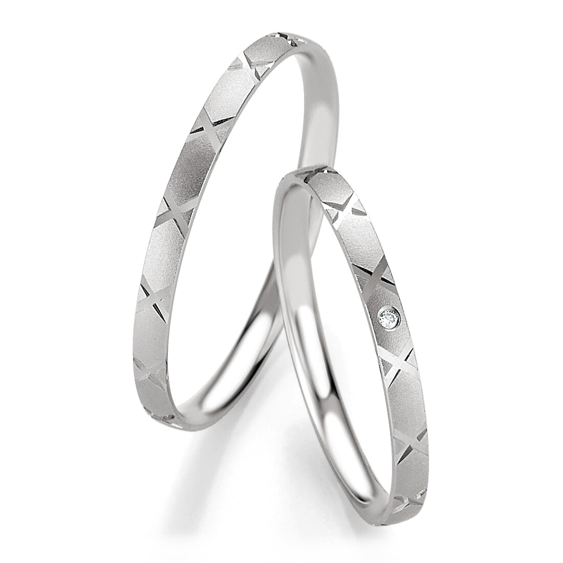 Trauringe Weißgold Basic Slim Breuning 48/04317 & 48/04318