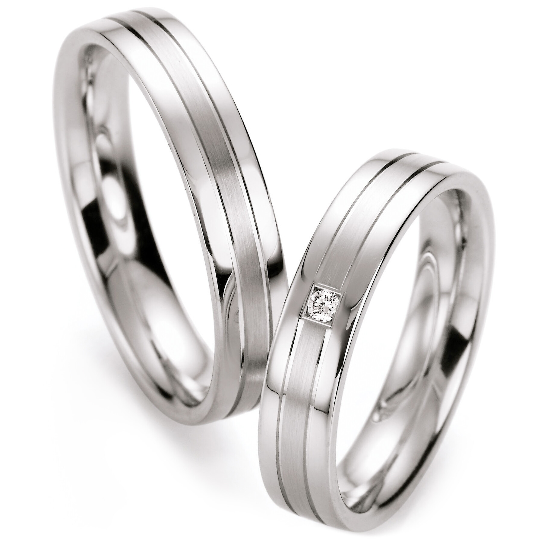Collection Ruesch Trauringe Silber 55/10130 White Style Silver Inspiration Brilliant