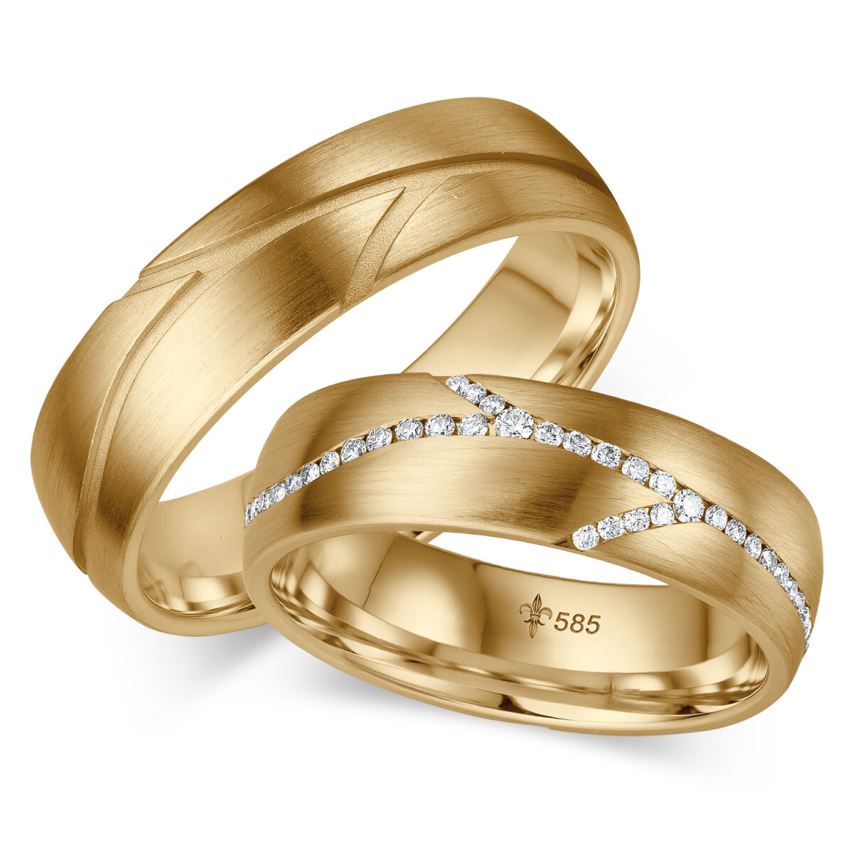 Giloy Trauringe Murielle Gelbgold TR-0-00017 & TR-1-00017