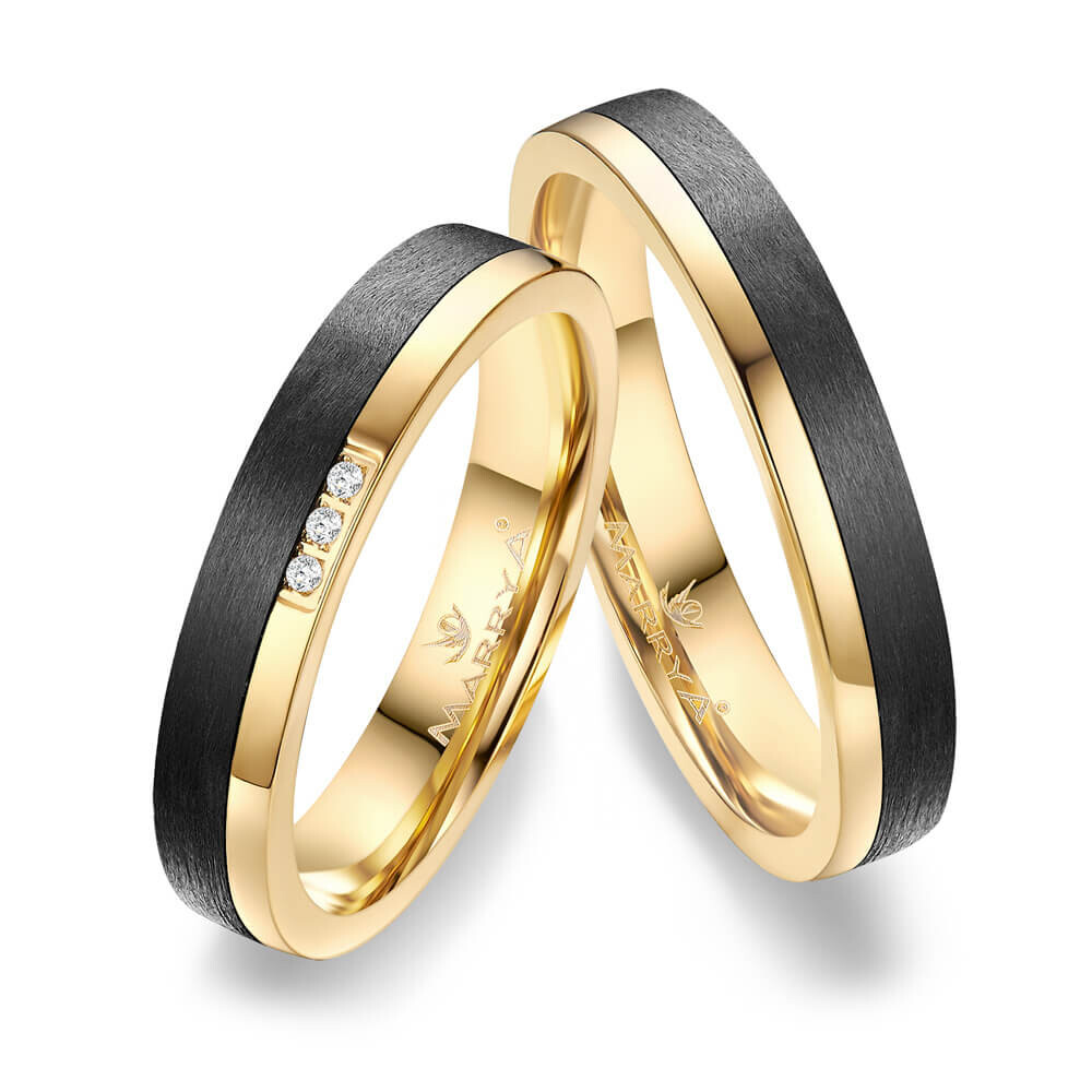 Trauringe Partnerringe Gelbgold Carbon Marrya CA-14