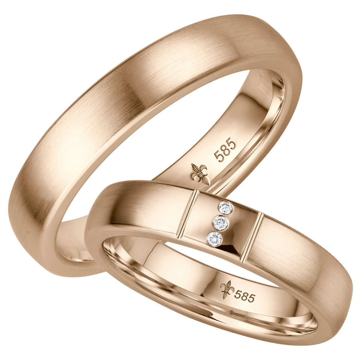 Giloy Trauringe Bernadette Roségold TR-0-00037 & TR-1-00037