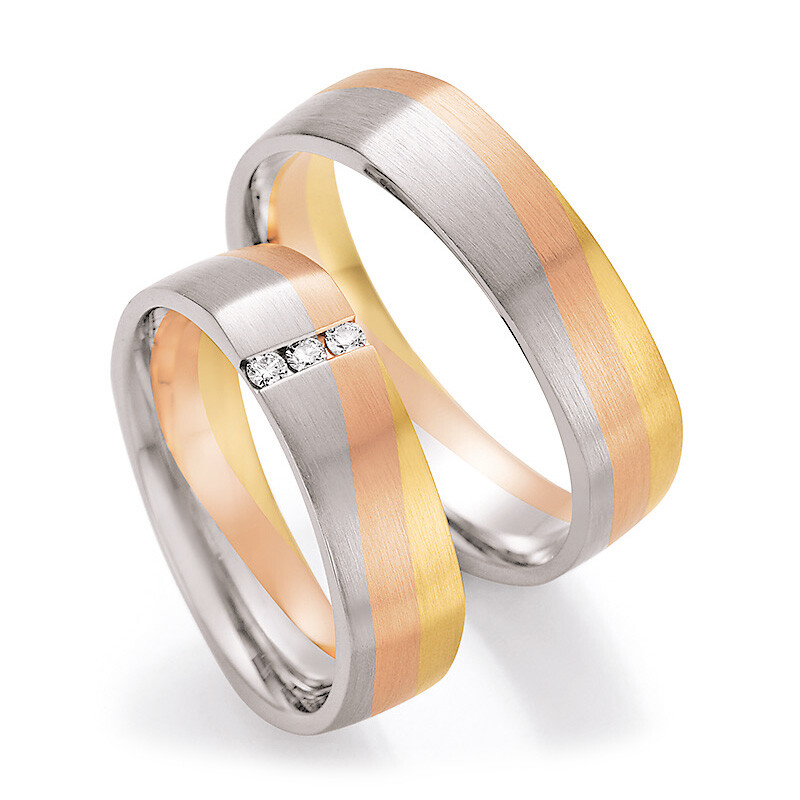 Trauringe Tricolor Sunrise Ruesch 66/44110 & 66/44120 Brillant
