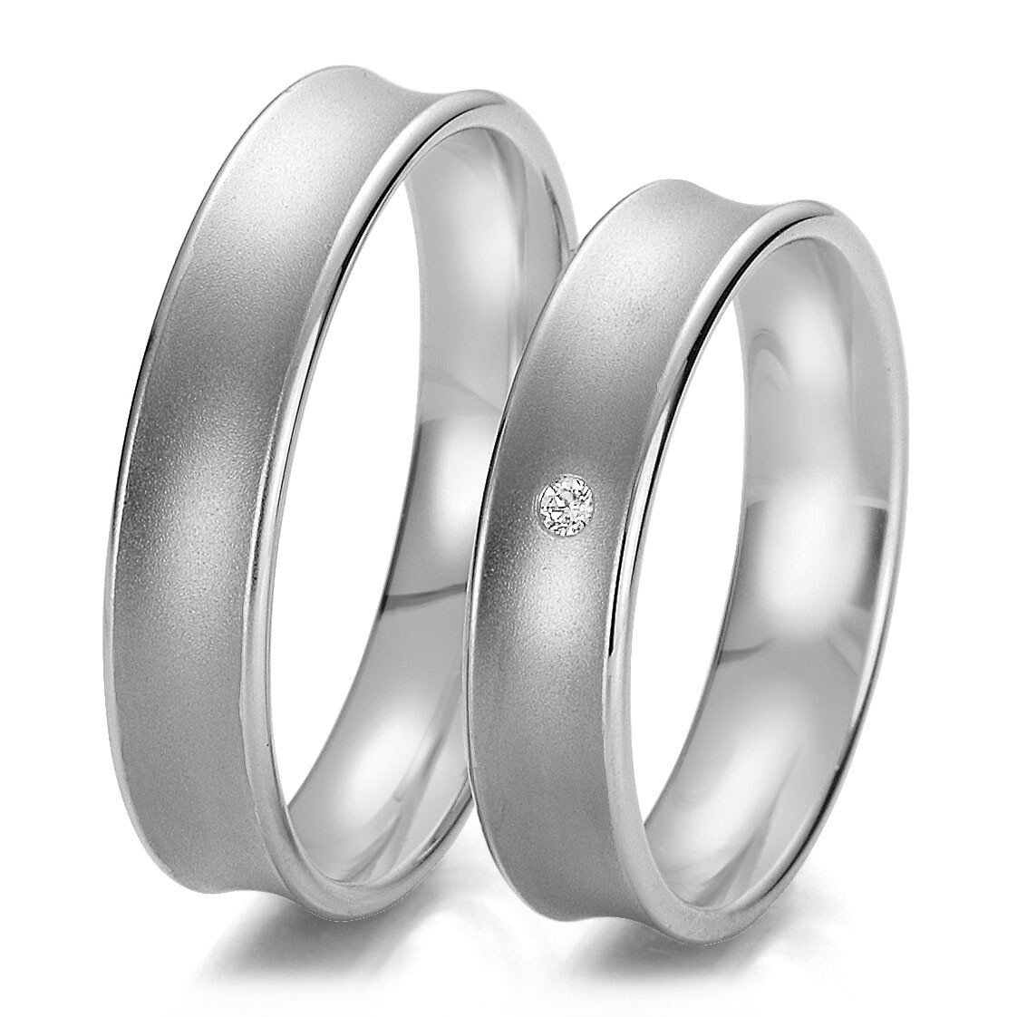 Breuning Trauringe Weißgold Brillant Hohlkehle 48/06239
