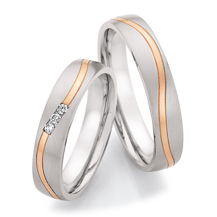 Trauringe Edelstahl-Rotgold 585 88/24030 & 88/24040