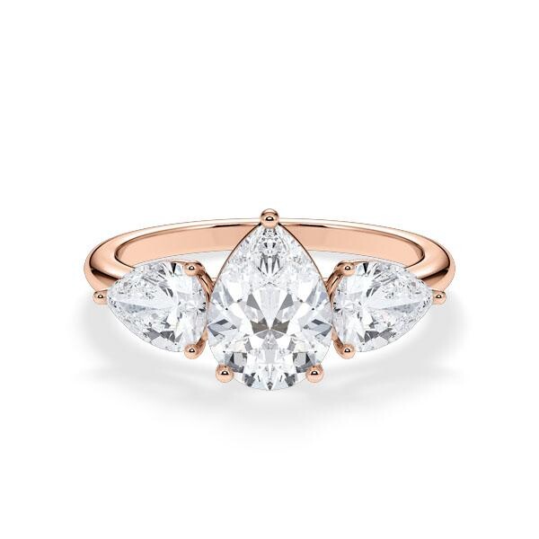 Diamantring Three Stone Tropfen Pear Rotgold Rubin RU-1876