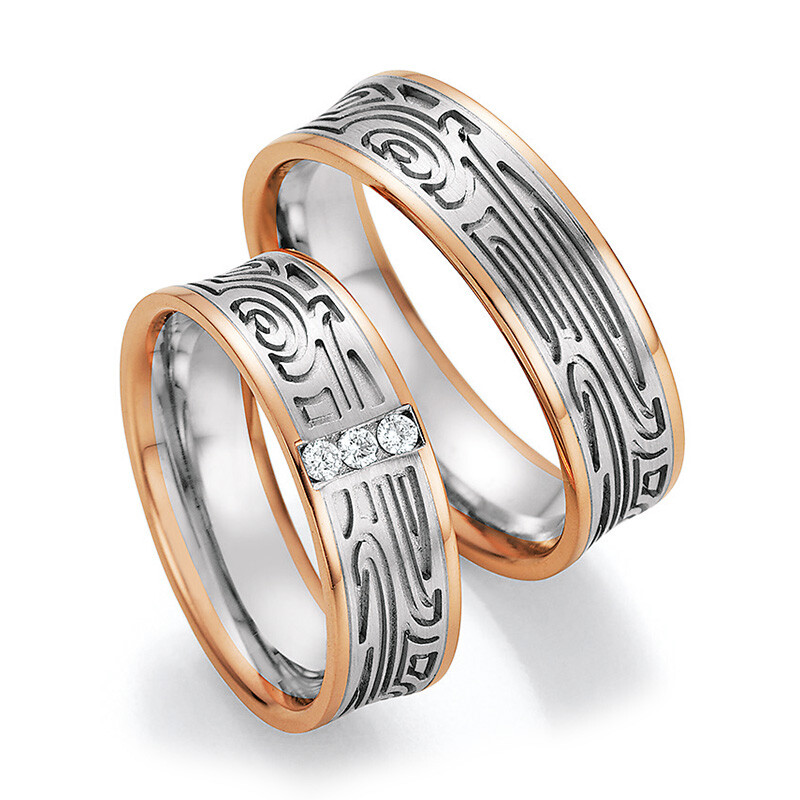 Ruesch Trauringe 66/37130 & 66/37140 Weißgold & Rotgold