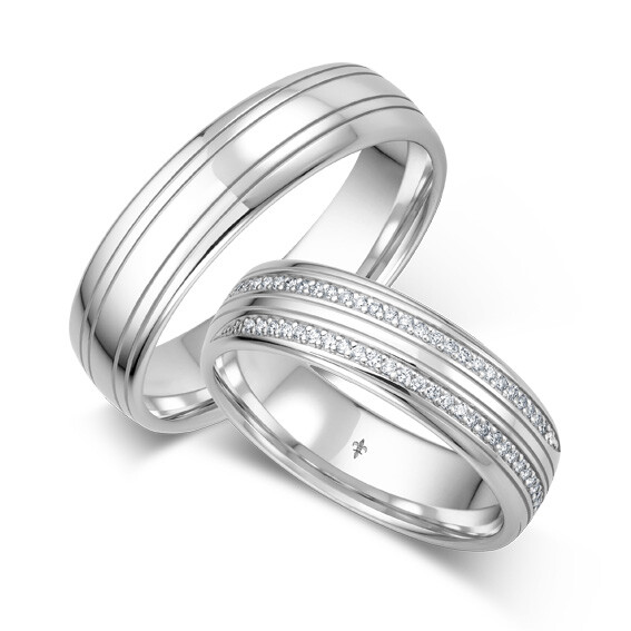 Giloy Trauringe TR-0-00084 & TR-1-00084 Renée Weißgold