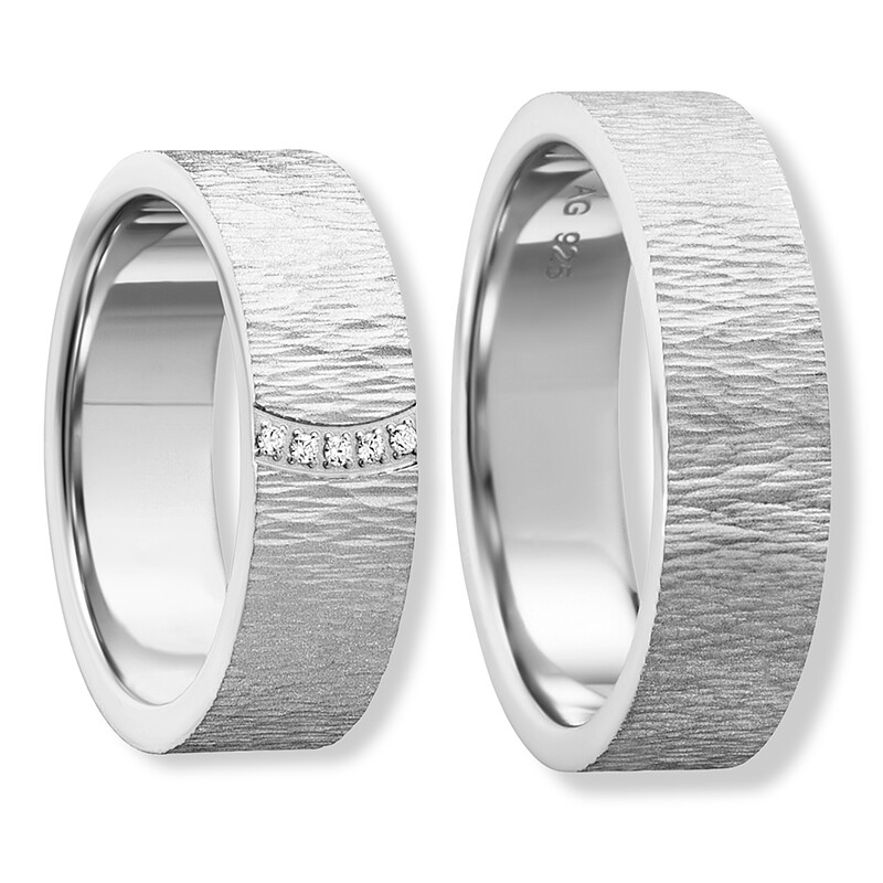 Freundschaftsringe Silber 925 eismatt Zirkonia Bedra 90058