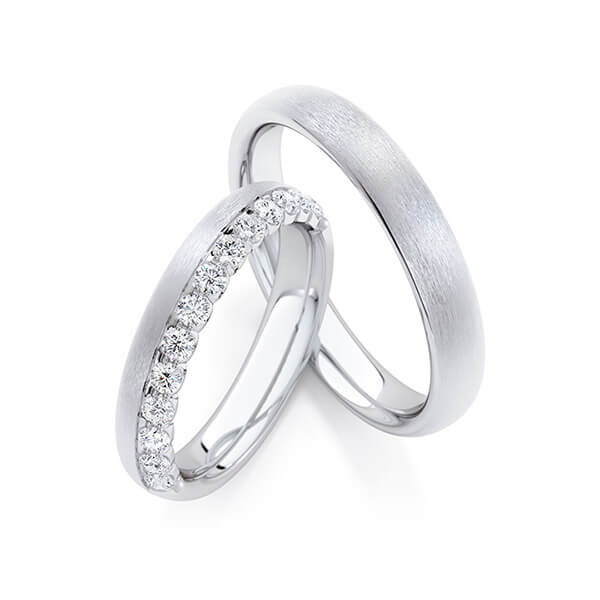 Trauringe Memoire Weißgold 333 Diamant zus. 0,390 ct. tw, si Rubin RU-1759
