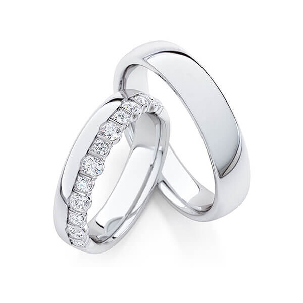 Paar Trauringe / Eheringe Palladium 950/- zus. 0,570 ct, tw, si - RU-1769-1